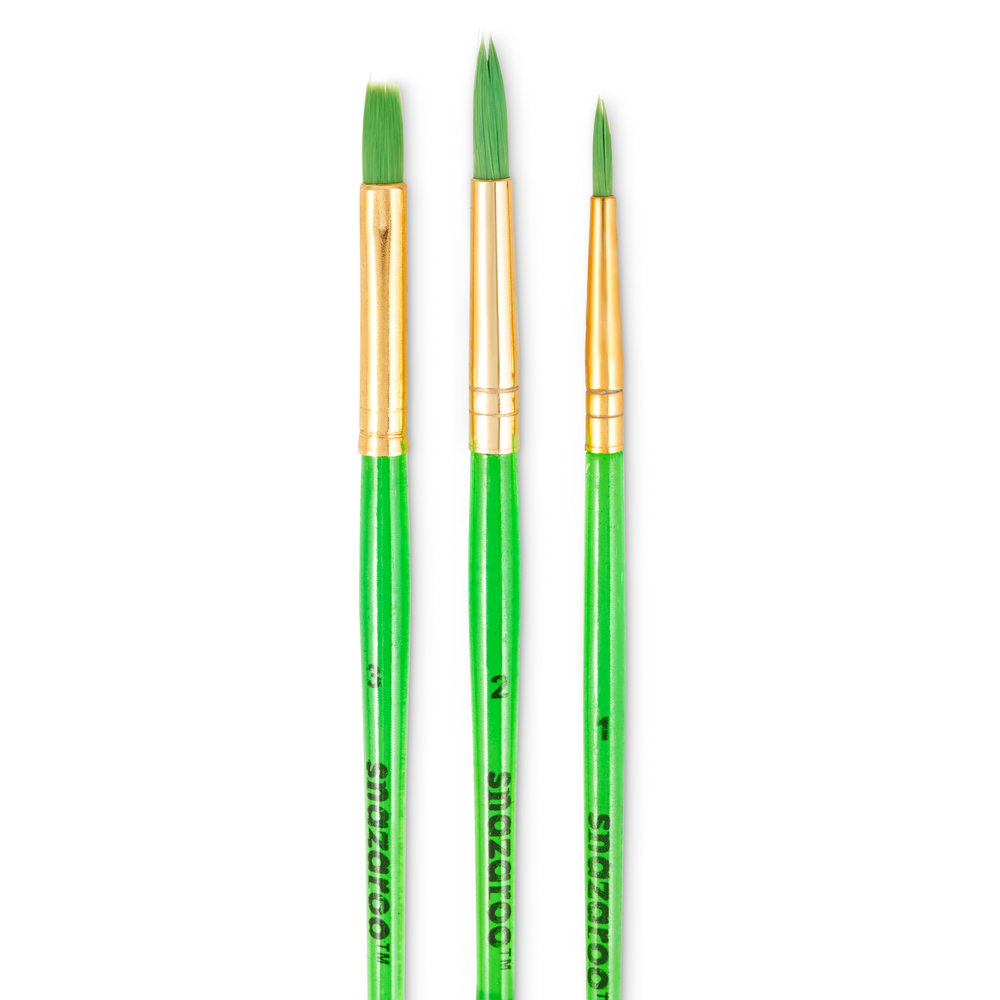 Green Starter Brushes - Set of 3 Green Face Painting Brushes